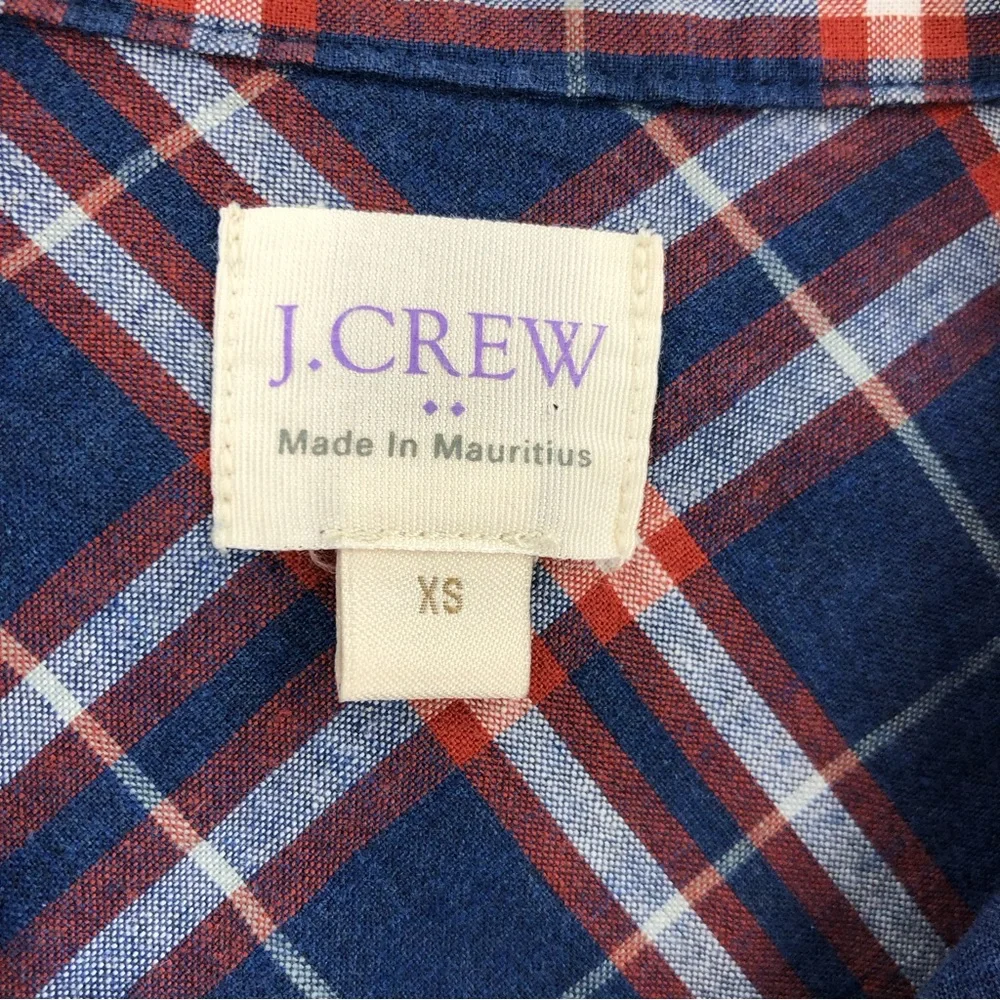 J. Crew Shirt Womens XS Blue Red Plaid Button Up Long Sleeve